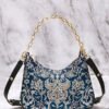 Women's Vintage Floral Print Shoulder Bag with Gold Chain