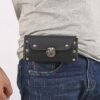 Men's Faux Leather Belted Mobile Waist Bag with Secure Lock