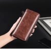 Men's Faux Leather Zipper Wallet with Multiple Card Slots