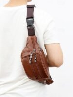 Men's Genuine Leather Waist Bag – Multi-Pocket Crossbody - Image 12