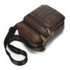 Men's Brown Leather Crossbody Bag with Multiple Zipper