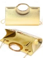 Glamorous Gold Crystal Evening Clutch with Round Handle – - Image 8
