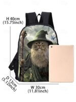 Kids' 3-Piece Wizard Cat Backpack Set – Fantasy Cat Print - Image 8