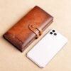 Men's Genuine Leather Long Wallet – Vintage Bifold Clutch