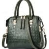 Women's Faux Leather Crocodile Pattern Handbag with Tassel