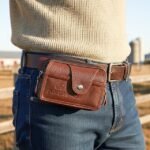 Men's Leather Belt Bag Wallet – Genuine Leather, Black
