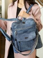 Women's Faux Leather Convertible Backpack Purse – Vintage - Image 17