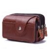 Men's Leather Belt Bag Wallet – Genuine Leather, Black