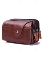 Men's Leather Belt Bag Wallet – Genuine Leather, Black - Image 4