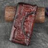 Handmade leather continental wallet with elegant mandala pattern