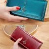 Women's Red Faux Leather Wallet with Multiple Card Slots