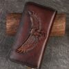 Women's Genuine Leather Long Wallet with Carved Eagle