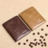 Men's Brown RFID Blocking Leather Bifold Wallet with ID