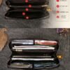 Women's Genuine Leather Long Wallet with Carved Eagle