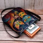 Artistic Cat Print Crossbody Bag – Vibrant Abstract Design - Image 4