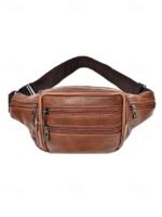 Men's Genuine Leather Waist Bag – Multi-Pocket Crossbody - Image 4