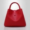 Women's Red Faux Leather Handbag with Gold Lock and Chain