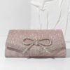 Blue Glitter Clutch Purse with Rhinestone Bow Accent, Elegant