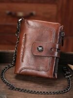 Men's Genuine Leather RFID Blocking Wallet with Chain, - Image 12