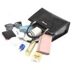 Women's Black Crocodile Pattern Leather Handbag | Elegant - Image 5