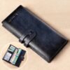 Men's Genuine Leather Long Wallet – Vintage Bifold Clutch