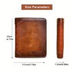Men's Large Capacity RFID Blocking Cowhide Leather Wallet - Image 11