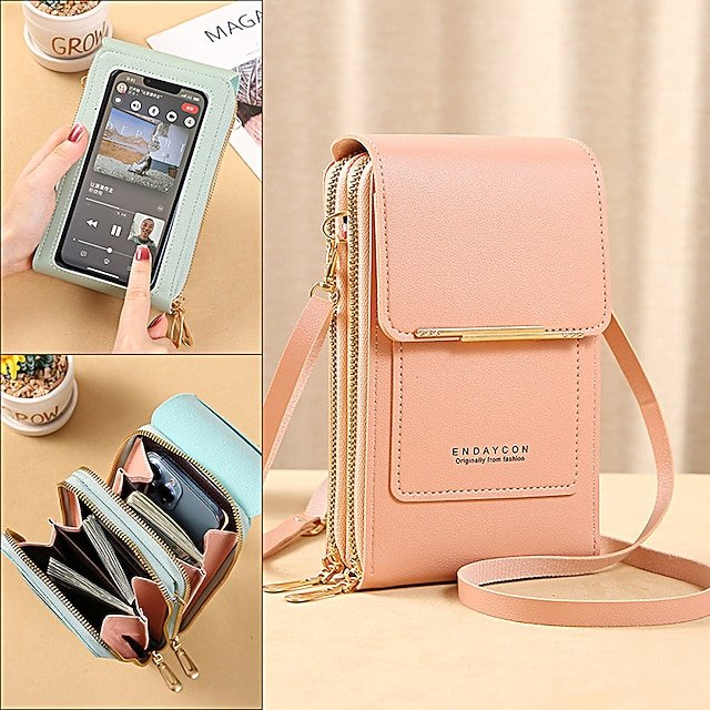 pktvig1692783813990 Women's Pink Multi - Zipper Crossbody Phone Bag, Compact - Image 1
