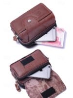 Men's Leather Belt Bag Wallet – Genuine Leather, Black - Image 7