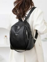 Women's Brown Faux Leather Mini Backpack – - Image 14