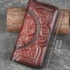 Handmade leather continental wallet with elegant mandala pattern