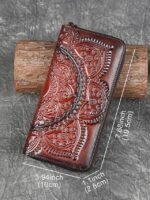 Handmade leather continental wallet with elegant mandala pattern - Image 7