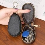 Faux Leather Zipper Key Case – Compact Key Organizer with - Image 4