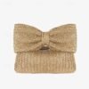 Women's Boho Chic Straw Clutch with Large Bow Detail -