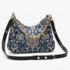 Women's Vintage Floral Print Shoulder Bag with Gold Chain