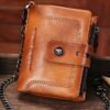 Men's Genuine Leather RFID Blocking Wallet with Chain,