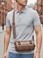 Men's Black & Brown Faux Leather Crossbody Bag – - Image 2