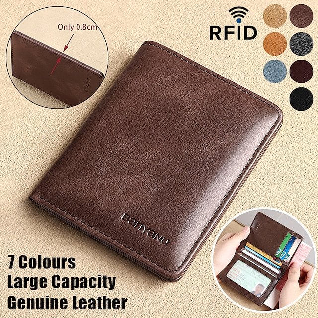 rgoojs1698925588760 Men's Brown RFID Blocking Leather Bifold Wallet with ID - Image 1