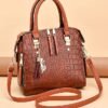 Women's Faux Leather Crocodile Pattern Handbag with Tassel