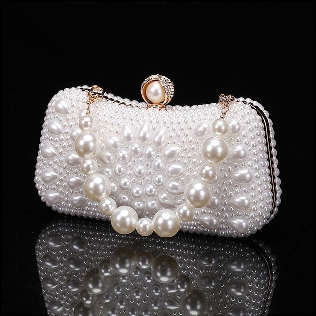 rzqovc1697519676880 Elegant Pearl Clutch Bag – Luxury White Beaded Evening Purse - Image 1