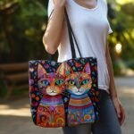 Women's Colorful Cat Art Tote Bag - Vibrant and Stylish - Image 4