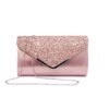 Women's Sliver Glitter Clutch Purse with Chain Strap for