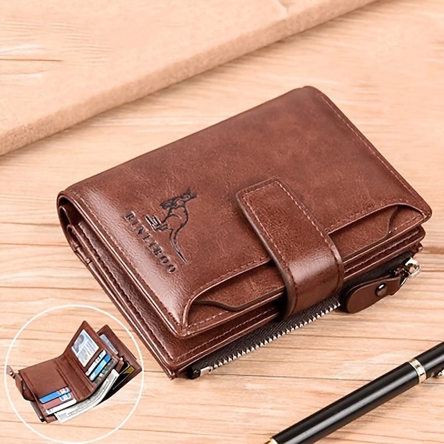 shhmpz1691572307813 Men's Vintage Faux Leather Wallet - Bifold with Zipper, - Image 1