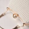 Women's Pearl Beaded Evening Clutch Bag with Gold Handle,