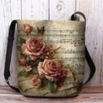 Vintage Floral Music Note Shoulder Bag for Women – Artistic - Image 10