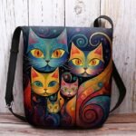 Artistic Cat Print Crossbody Bag – Vibrant Abstract Design - Image 8
