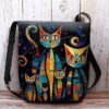 Artistic Cat Print Crossbody Bag – Vibrant Abstract Design
