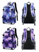 Kids' Galaxy Print Waterproof School Backpack with USB - Image 4