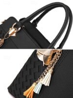 30Pcs Women's Faux Leather Handbag with Tassel Charm and Textured - Image 8