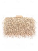 Women's Chic Feathered Evening Clutch with Chain Strap, - Image 12