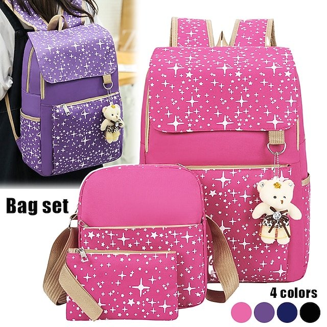 tpnoqo1688457074419 4-Piece Starry Backpack Set for Girls - Includes Backpack, - Image 1
